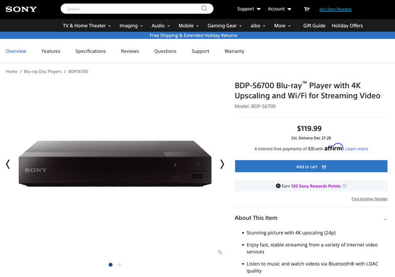 Sony HDMI DVDプレーヤー BDPS6700