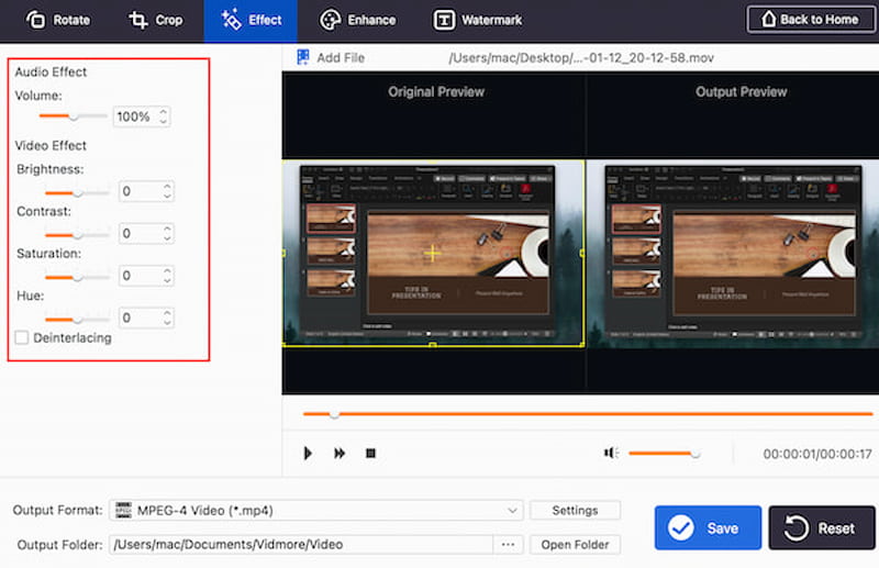 Vidmore Video Editor オーディオ／ビデオ効果