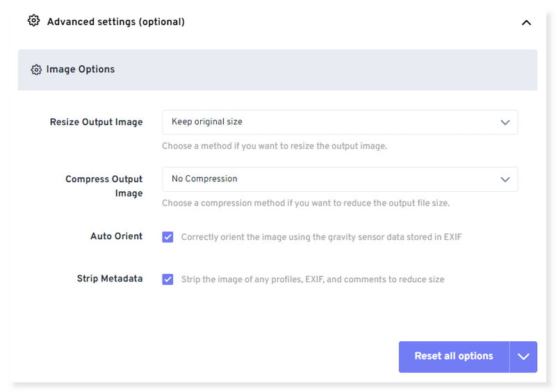 FreeConvert 詳細設定を変更