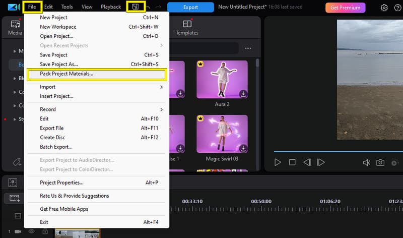 Power Director ファイル書き出し
