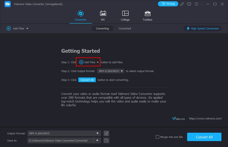 Vidmore Video Converter ファイルを追加