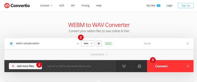 WebM WAV Convertio 設定変換