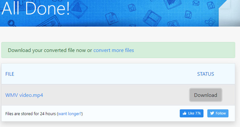 Zamzar ダウンロード