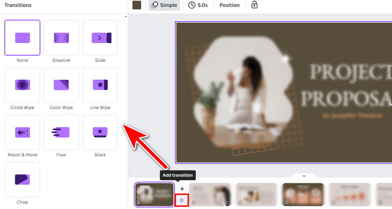 Canvaのスライドショートランジション