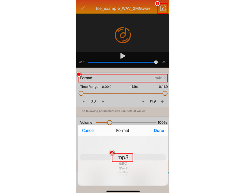 MP3を選択して共有