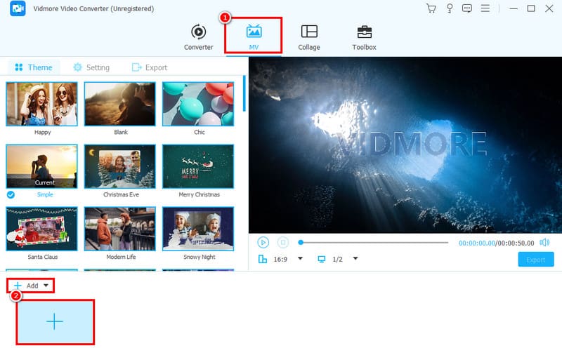 MVをクリックしてファイルを追加