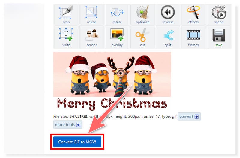 EZGIF GIF を MOV に変換