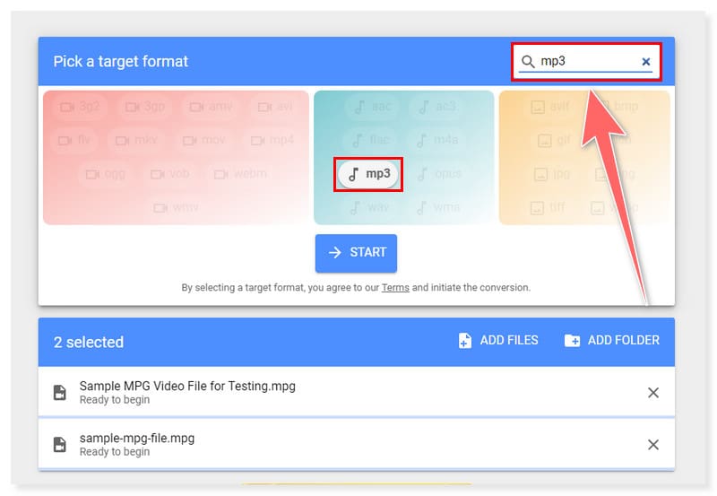 MConverter MP3 出力形式を選択