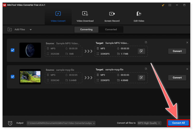 Minitool ですべてのファイルを変換