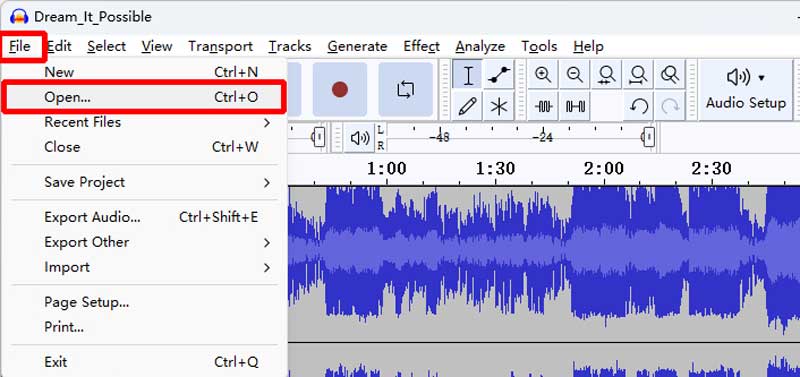 AIFFオーディオを読み込む