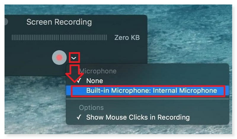 QuickTime で音声付き録画を開始