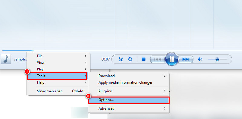 「ツール」から「オプション」