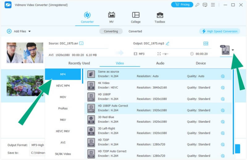 AVIからMP4 Vidmore 設定