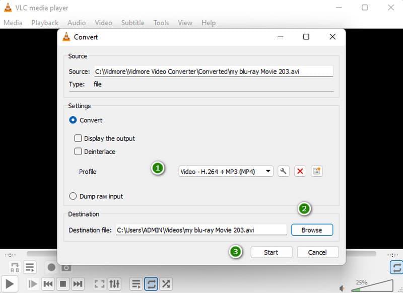 AVIからMP4 VLC 変換