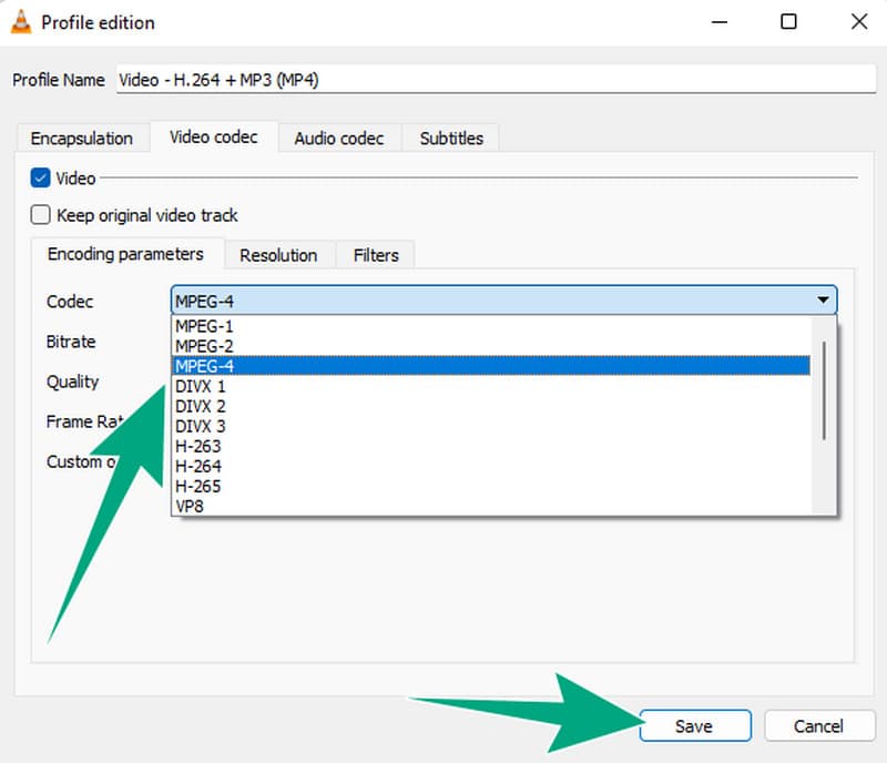 AVIからMP4 VLC ファイル設定