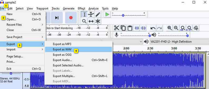 FLAC WAV Audacity 変換