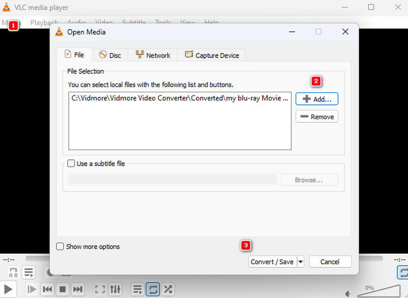 MOV AVI VLC ファイルを追加
