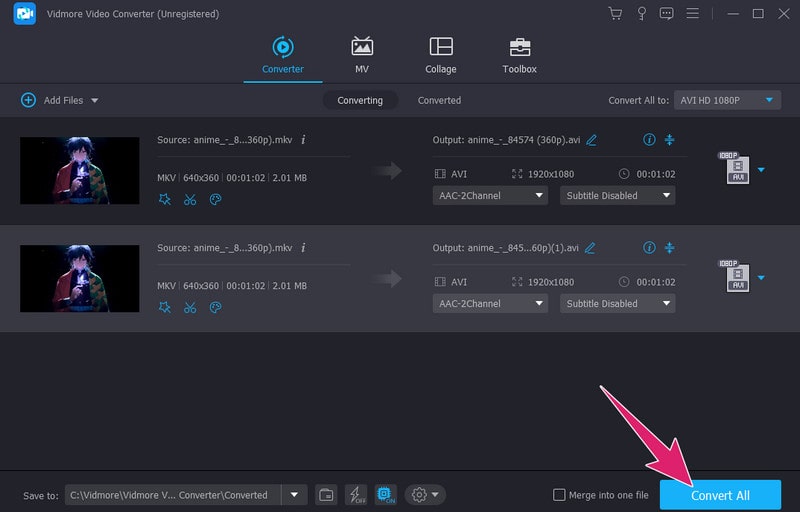 MKV AVI コンバーター Vidmore 変換