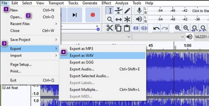Audacity AAC WAV 変換