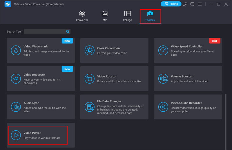 「ビデオプレーヤー」をクリック