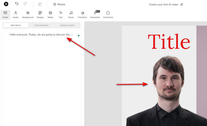 スクリプトを追加して動画を生成