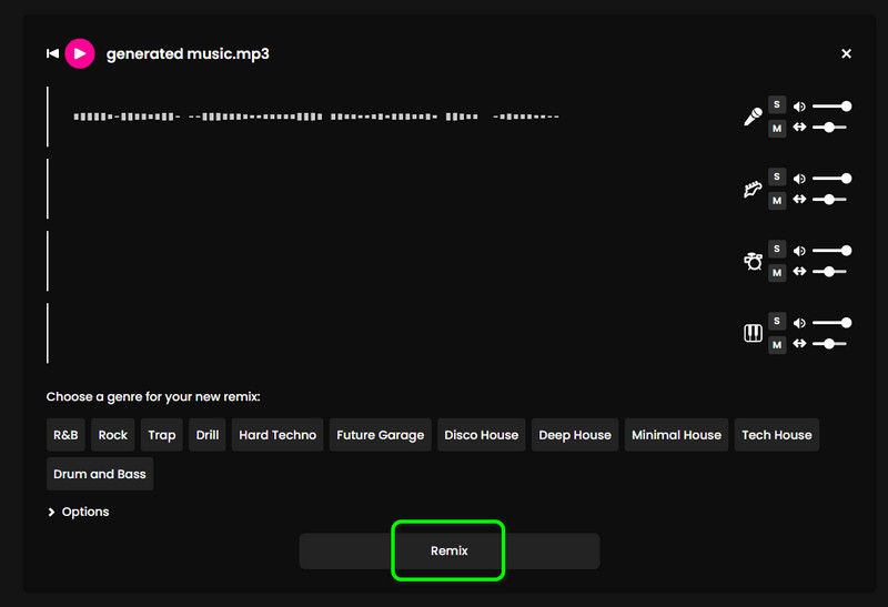 リミックスボタンをクリック