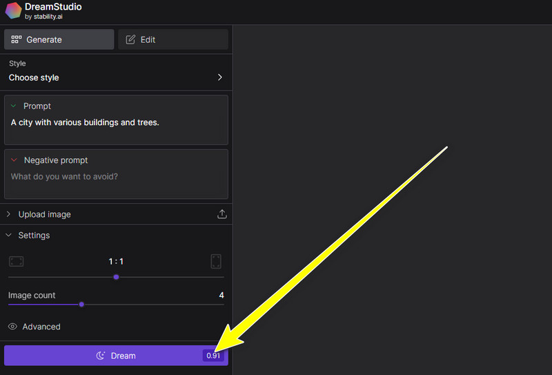 Diffusion Dream ボタン