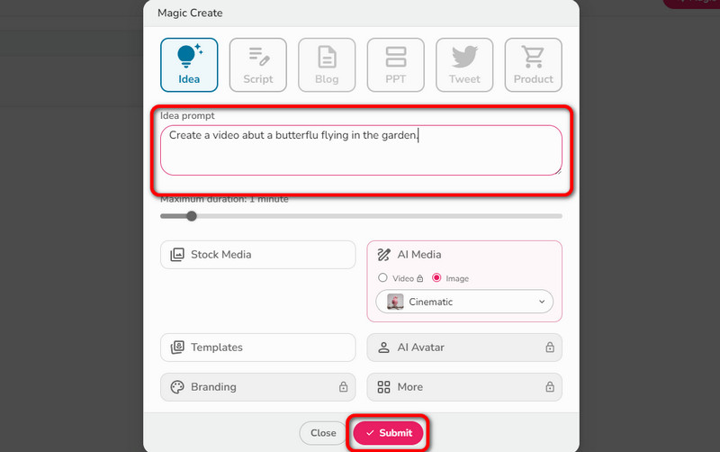 マジッククリエイト送信（Magic Create Submit）