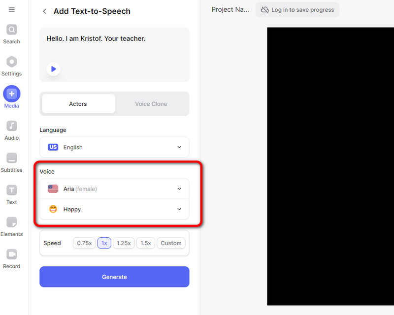 ボイスとトーンを選択