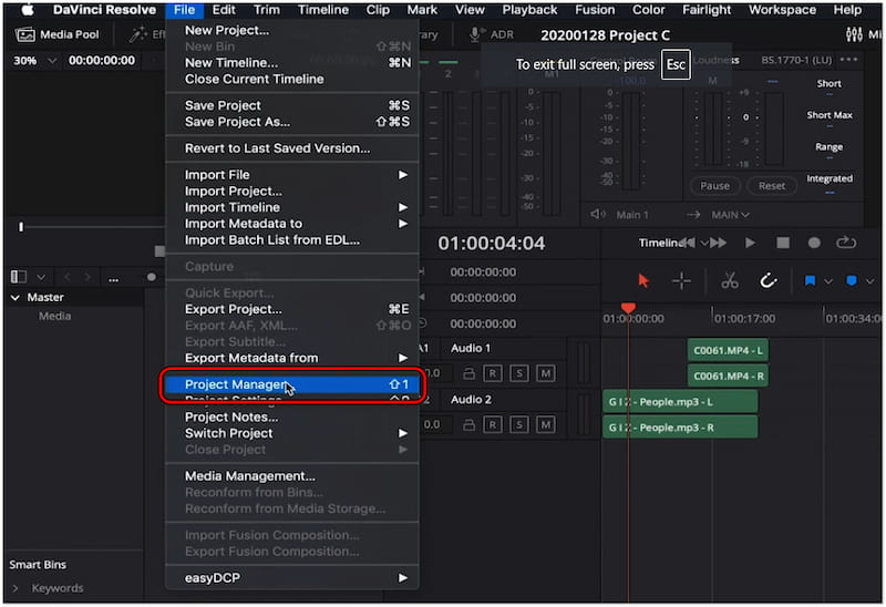 Project Manager にアクセスする