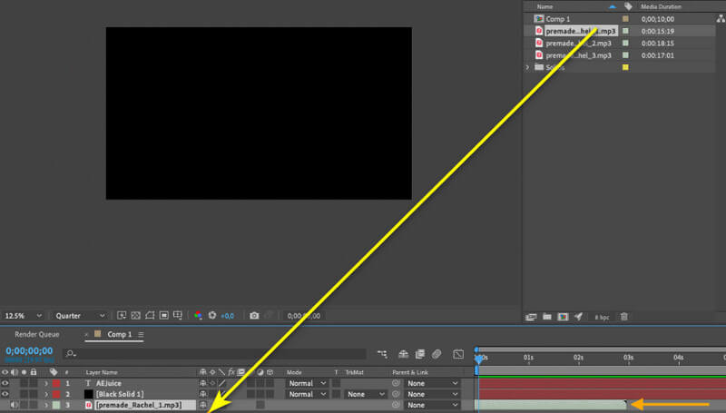 オーディオをタイムラインに追加