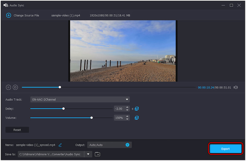 同期済み動画を書き出す