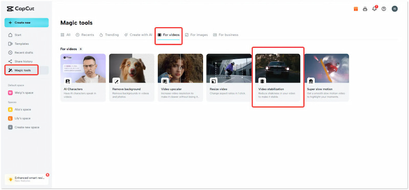 Video Stabilization（動画安定化）を選択