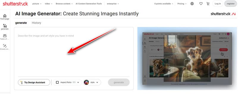 Shutterstockのページ