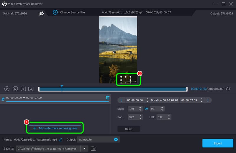 ウォーターマーク部分を動画上で覆う