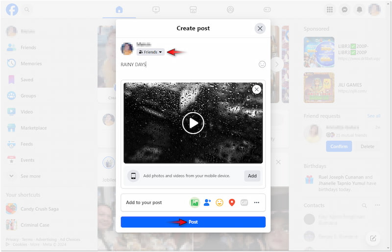 動画のアップロードを開始