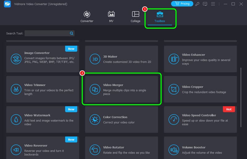 ツールボックス内の動画結合機能