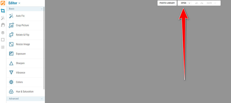 Open ボタンをクリックしてファイルをアップロード