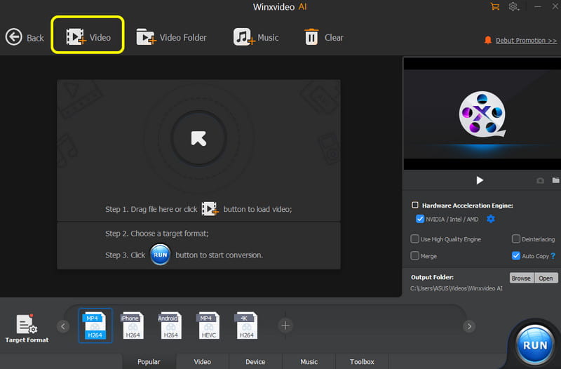 ［Video］オプションをクリック – WinXvideo