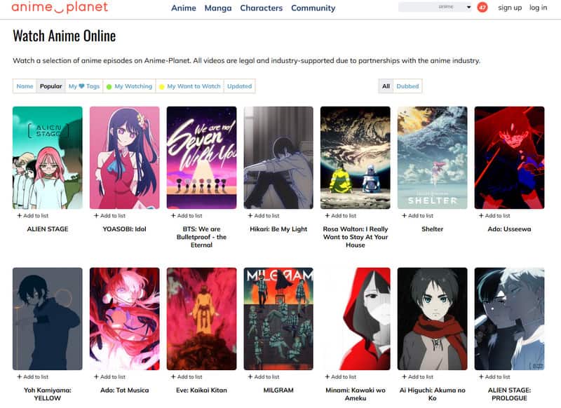 Anime Planet アニメサイト