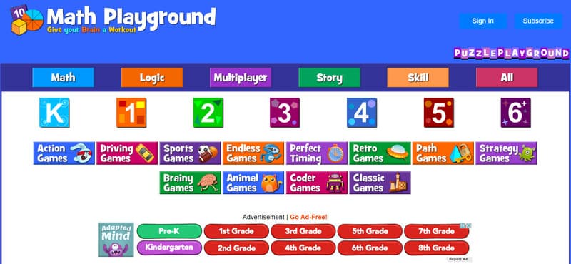Math Playground ゲームサイト