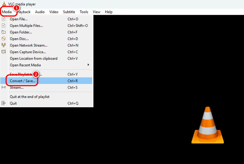 メディアメニュー 変換／保存 VLC