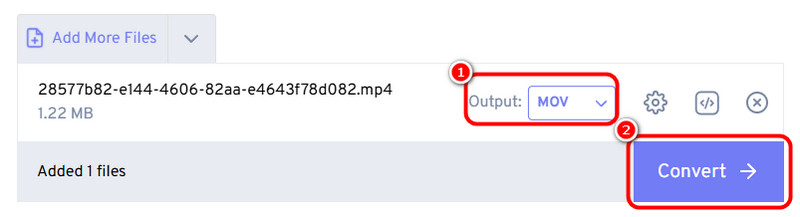 出力 MOVを選択 変換 FreeConvert