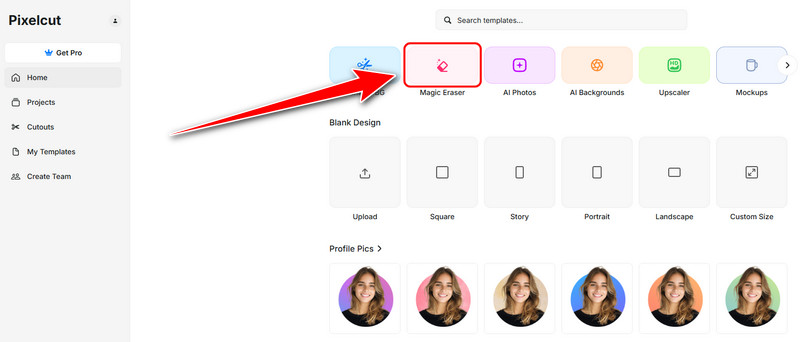 Magic Eraser をクリック（Pixelcut）