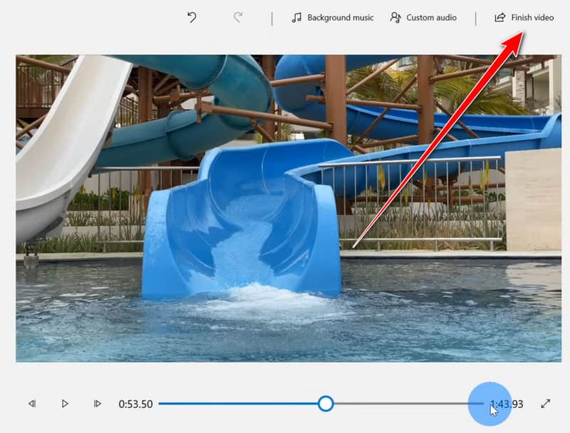 ［ビデオの完了］ボタン フォト アプリ