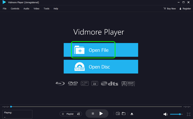 Vidmore Player の「ファイルを開く」ボタン