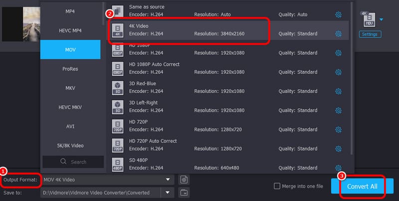 編集済み QuickTime ビデオを保存 Vidmore