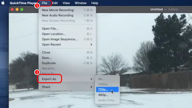 編集済みビデオを保存 QuickTime