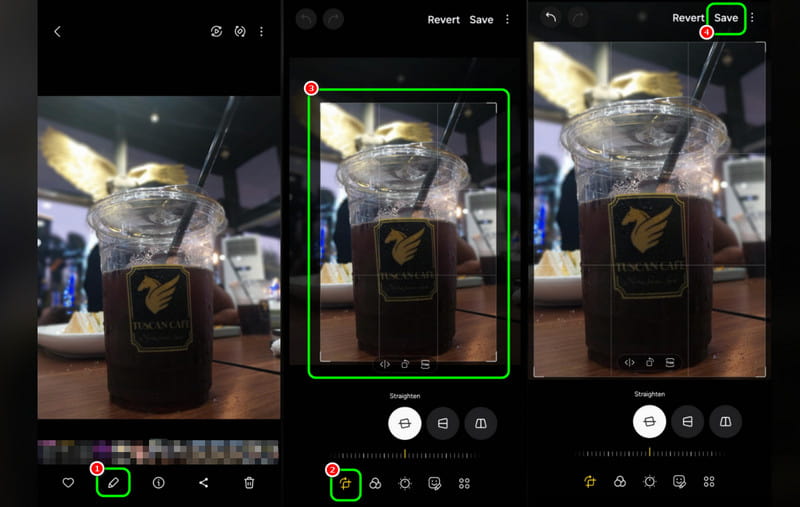 スマートフォンで画像をトリミング