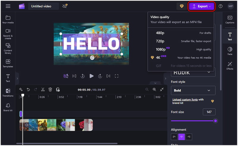 字幕付きプロジェクトを書き出す